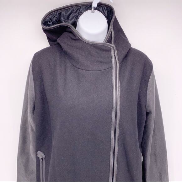 Nike Sample Black Leather High Low Zip Up Jacket - Picture 2 of 11